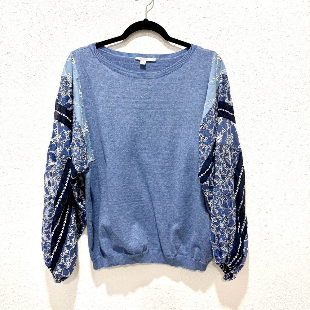 Chico's embroidered‎ eyelet balloon long sleeve Top L